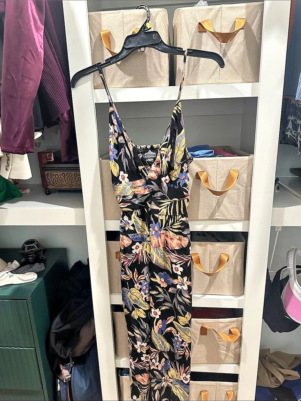 Angie Floral Romper Black & Blue, peach Like New- Never Worn